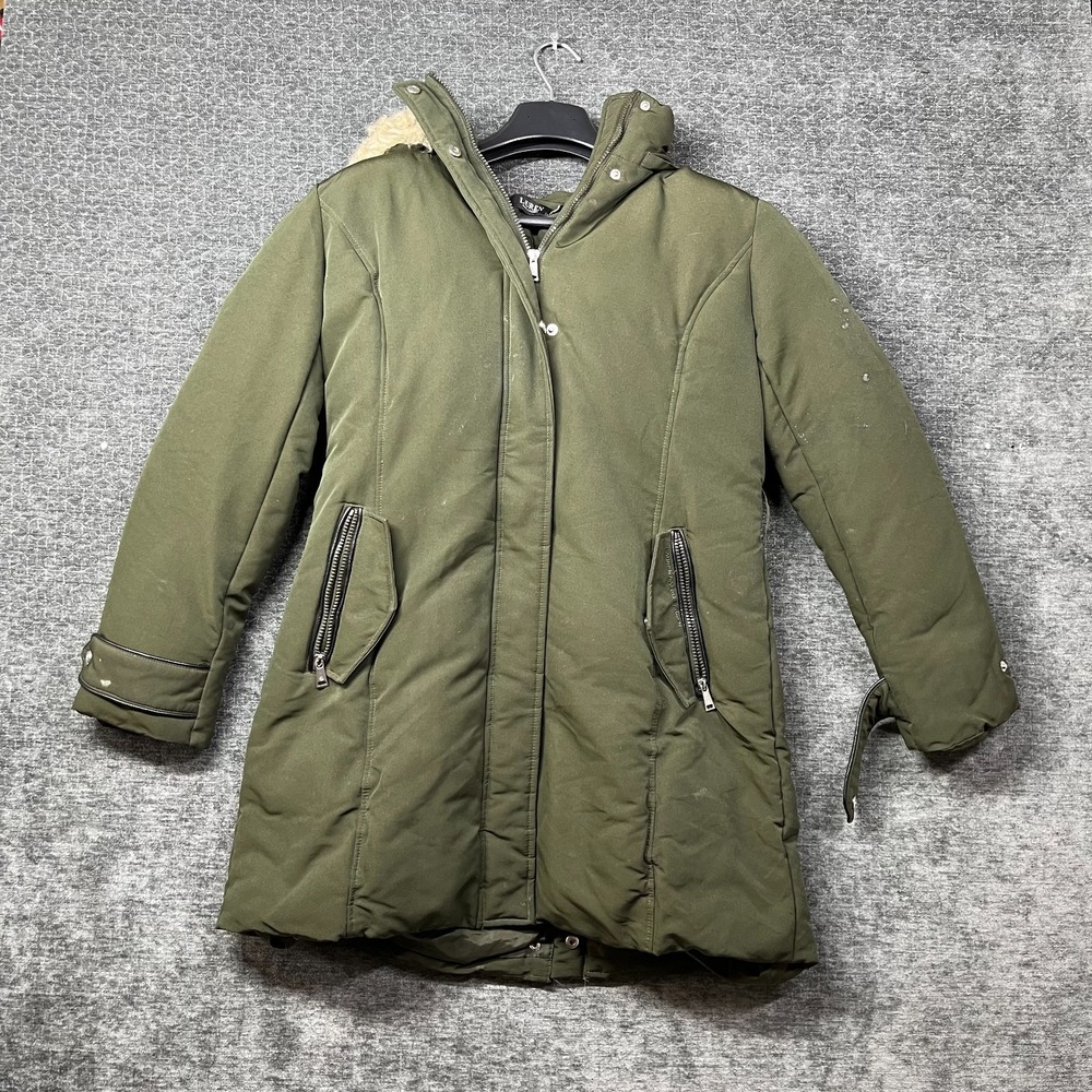 Lauren Ralph Lauren Parka Jacket Womens Olive Green Faux Fur Hood Winter - Large